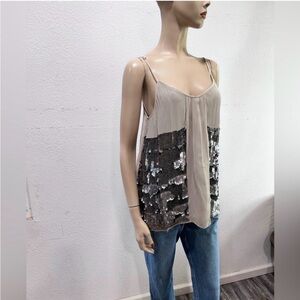 Joie Taupe and Silver Sequin Camisole